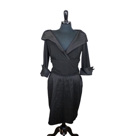 Joseph Ribkoff Black Cocktail Event Dress Portrait Collar Classic 14 - Picture 1 of 5
